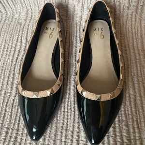 Mix No. 6 Black/Tan Gold Studded Flats
